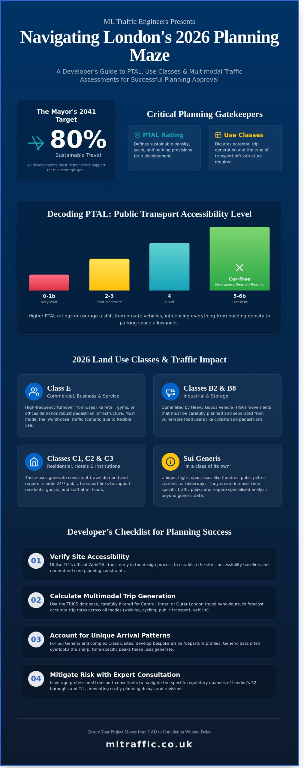 Multimodal Traffic Generation in London: A Developer’s Checklist for PTAL and Use Classes in 2026