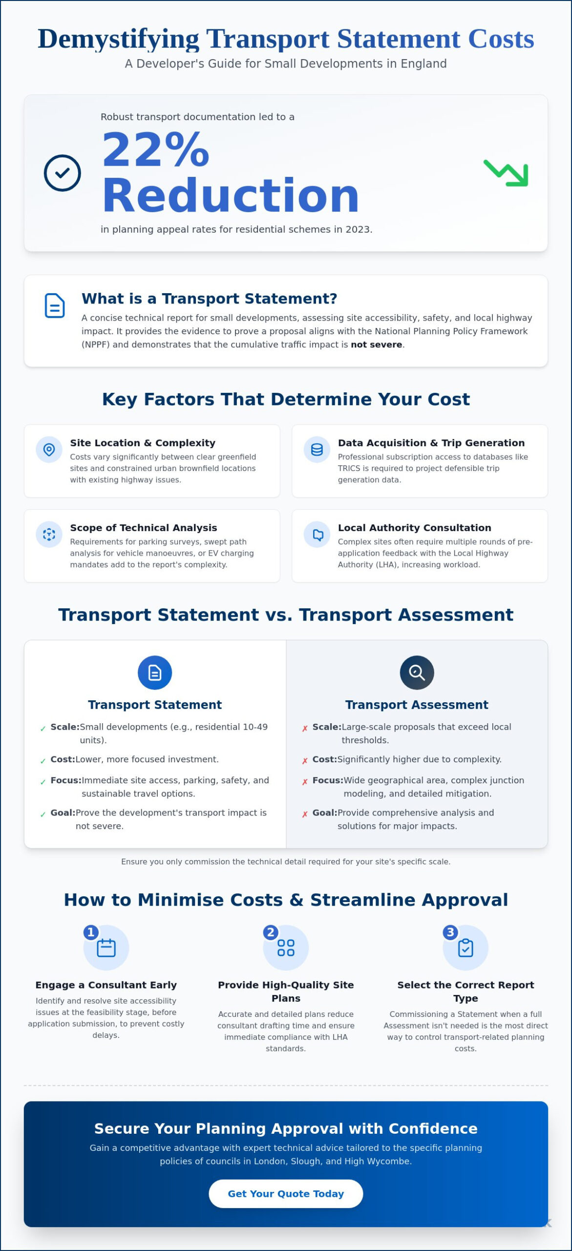 transport statement cost for small development England Best Practices and Expert Advice