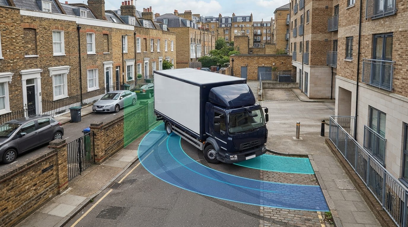 Swept Path Analysis for a Pantechnicon Vehicle: UK Guide