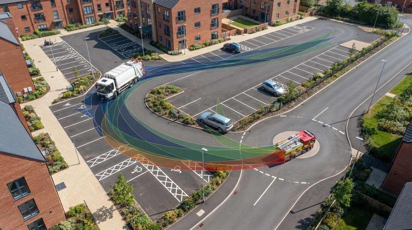 Swept path analysis for car park design and vehicle access
